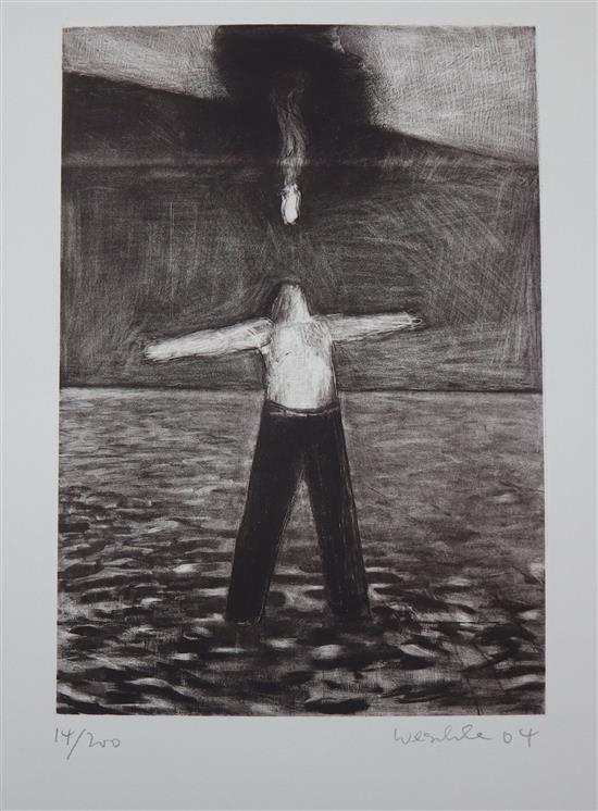 Karl Weschke (1925-2005), limited edition print, signed and dated 04, 14/200, overall 56 x 42cm, unframed